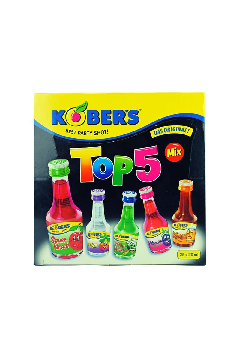 Kober's Top 5 Mix – Party-Shot-Packung mit fünf Sorten – Vorderansicht
