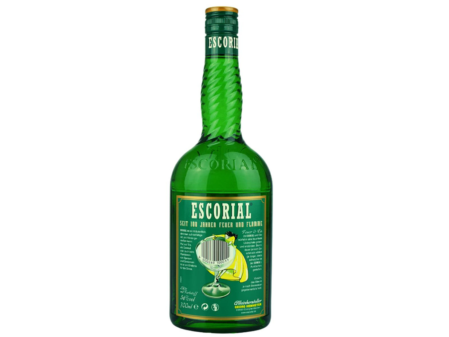 Escorial Grün – Flasche in Rückansicht