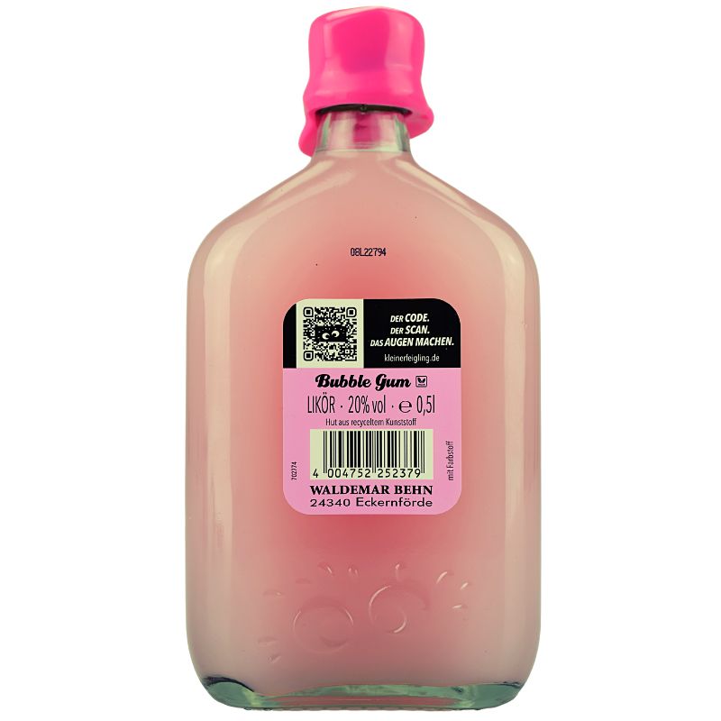 Kleiner Feigling Bubble Gum 0,5l – Flasche in Rückansicht