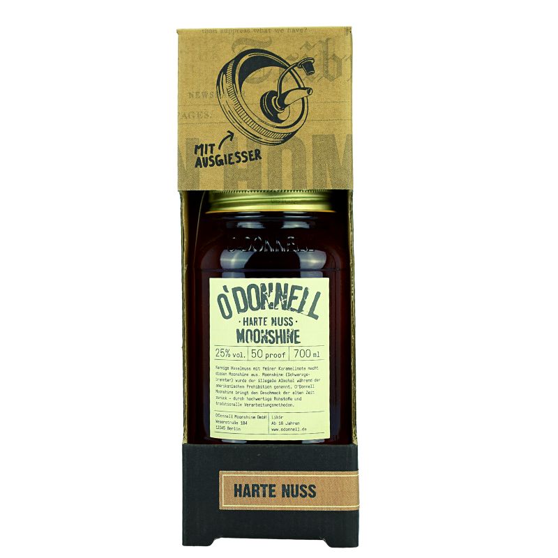 O'Donnell Moonshine Harte Nuss mit Ausgießer – Produktansicht