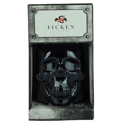 FICKEN Totenkopf – Totenkopf-Flasche in Geschenkverpackung – Vorderansicht