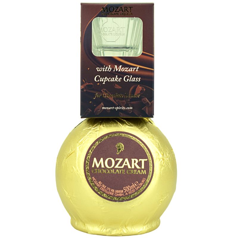 Mozart Chocolate Cream mit Glas – Produktansicht