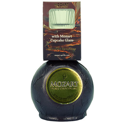 Mozart Dark Chocolate mit Glas – Produktansicht