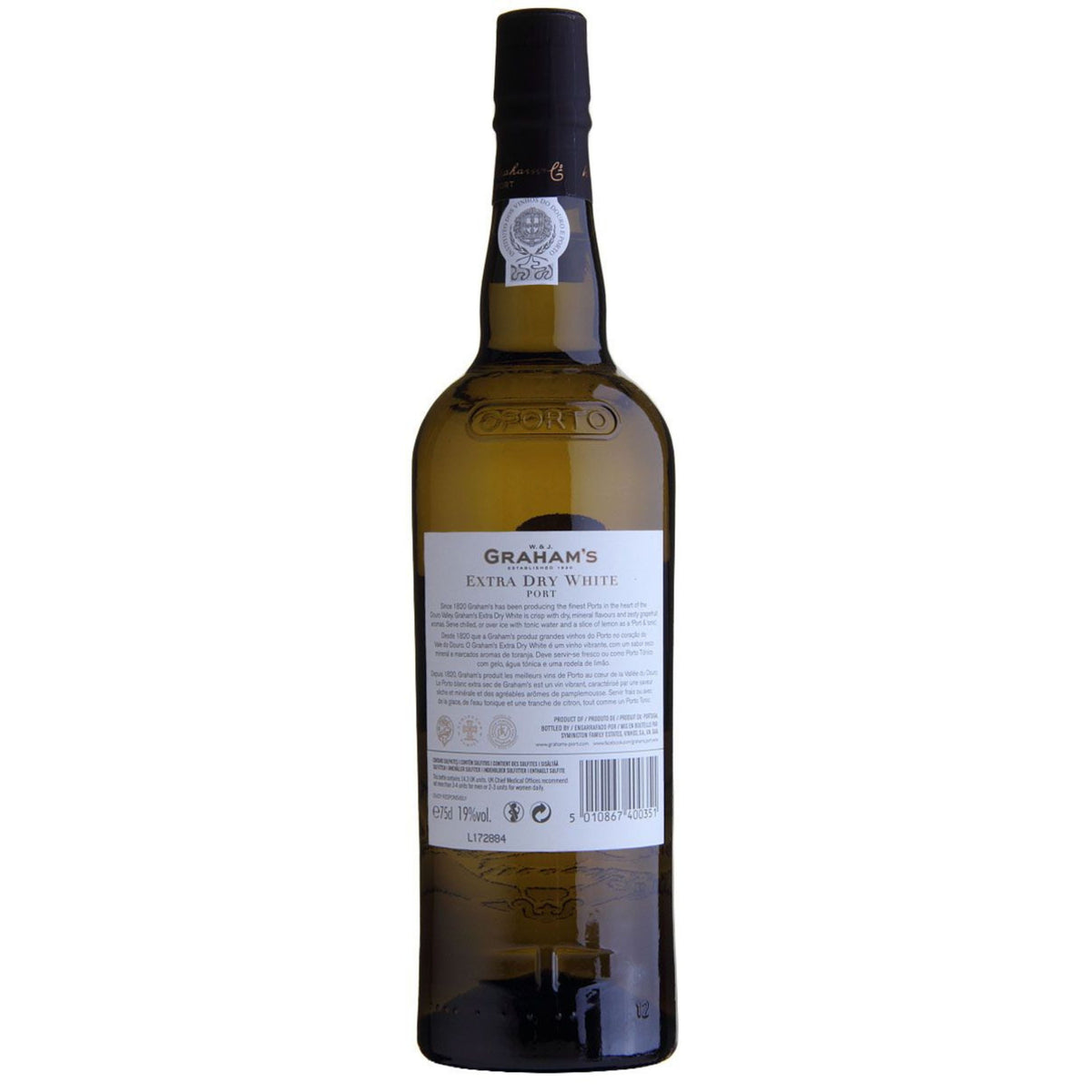 Graham's Extra Dry White Port – Rückansicht