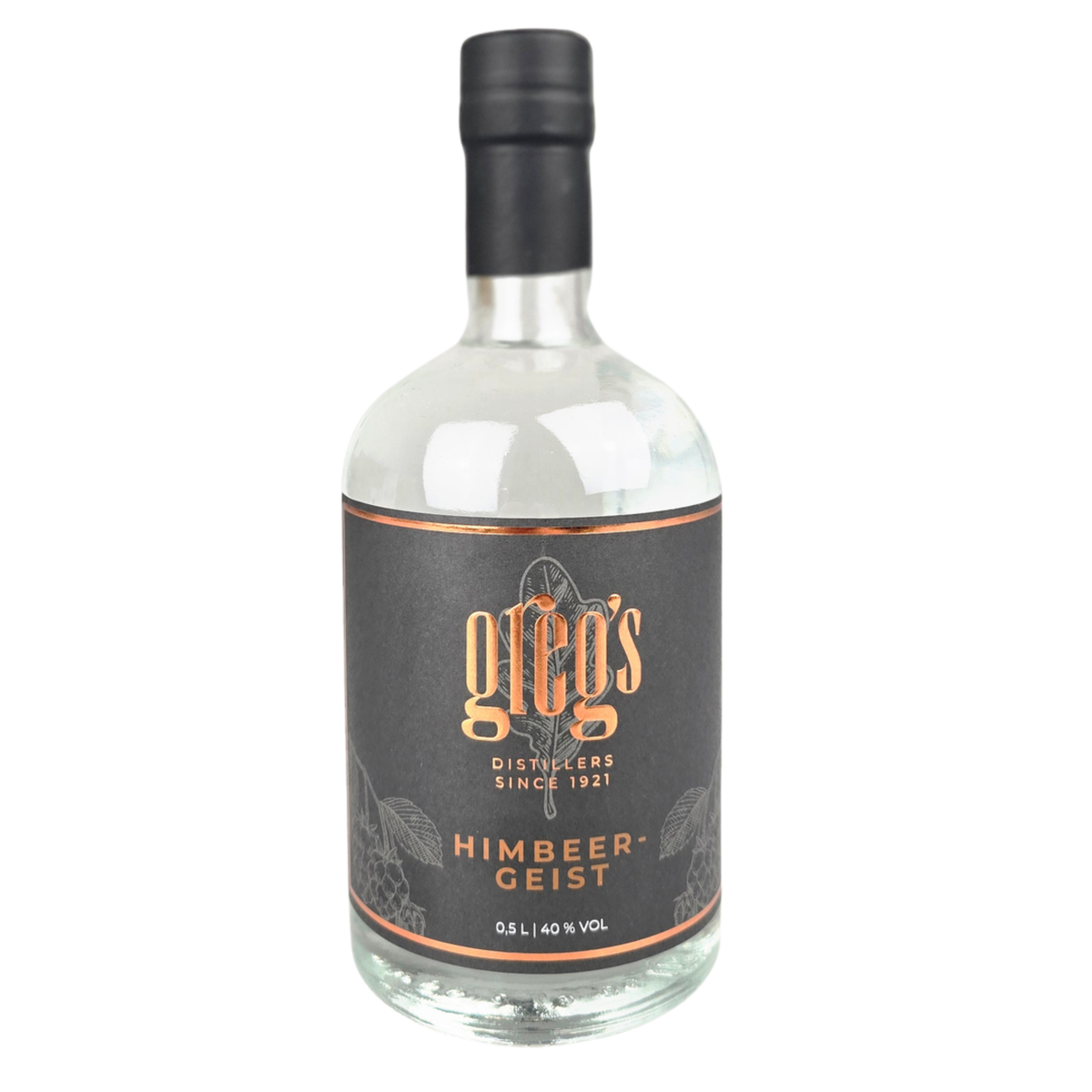Gregs Himbeergeist 0,5 l – Vorderansicht
