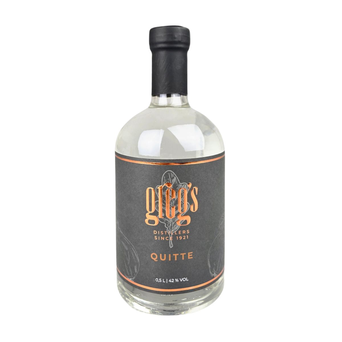 Greg's Distillers Quitte Obstbrand 0,5 l – Vorderansicht